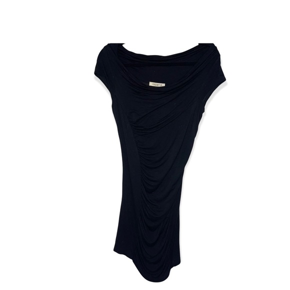 ARDEN B Black Tunic Top with Scoop Neck & Ruching Down the Front M - Picture 3 of 6